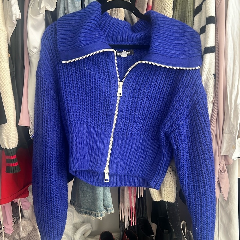 Blue zip up sweater